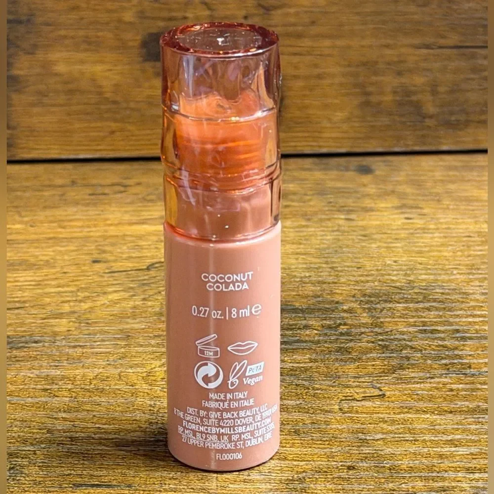 Florence by Mills Stay Plush Lip Oil in Coconut Colada. NEW in box.